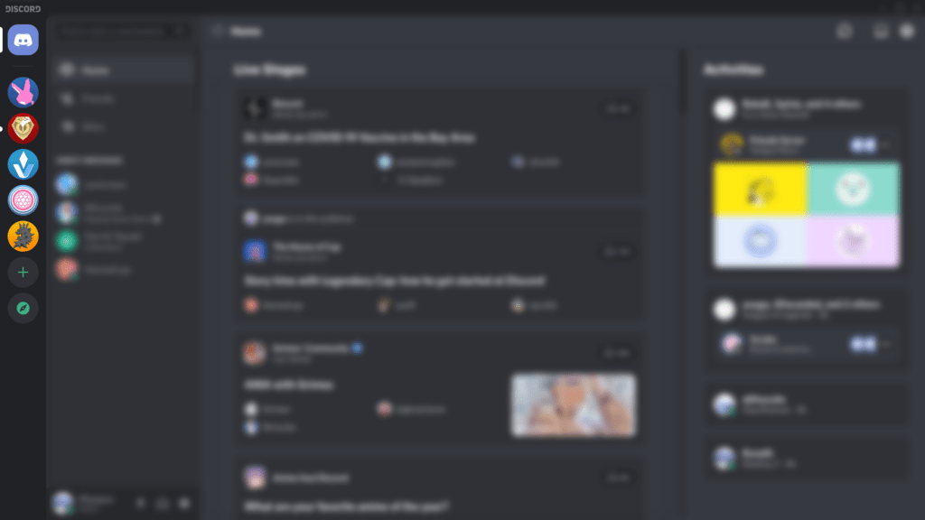 blurren image of discord desktop screen