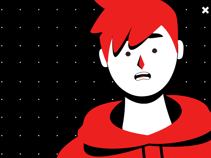 illustration of a boy with red hair and a red hoodie
