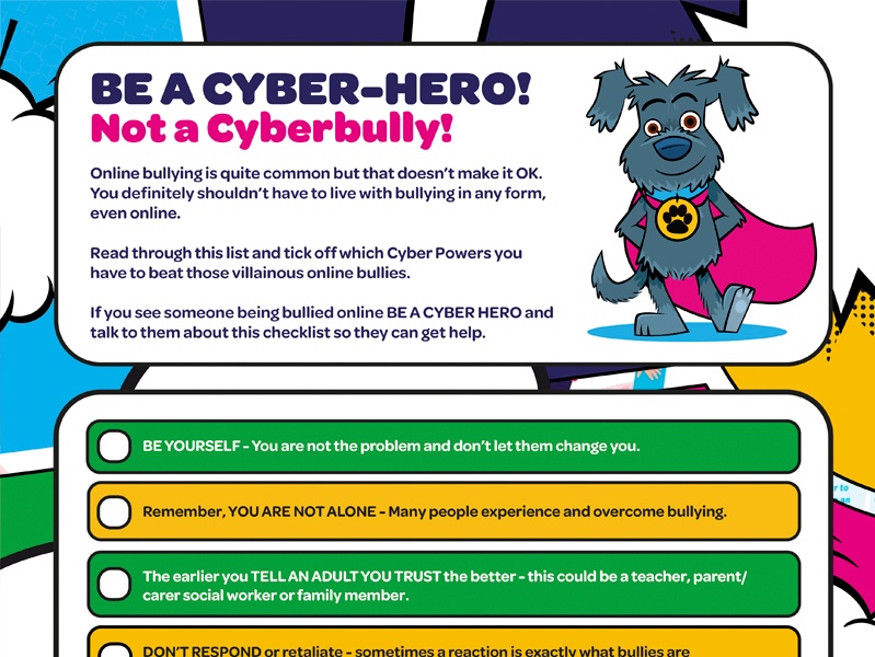Section of the cyberhero anti-bullying resource shown