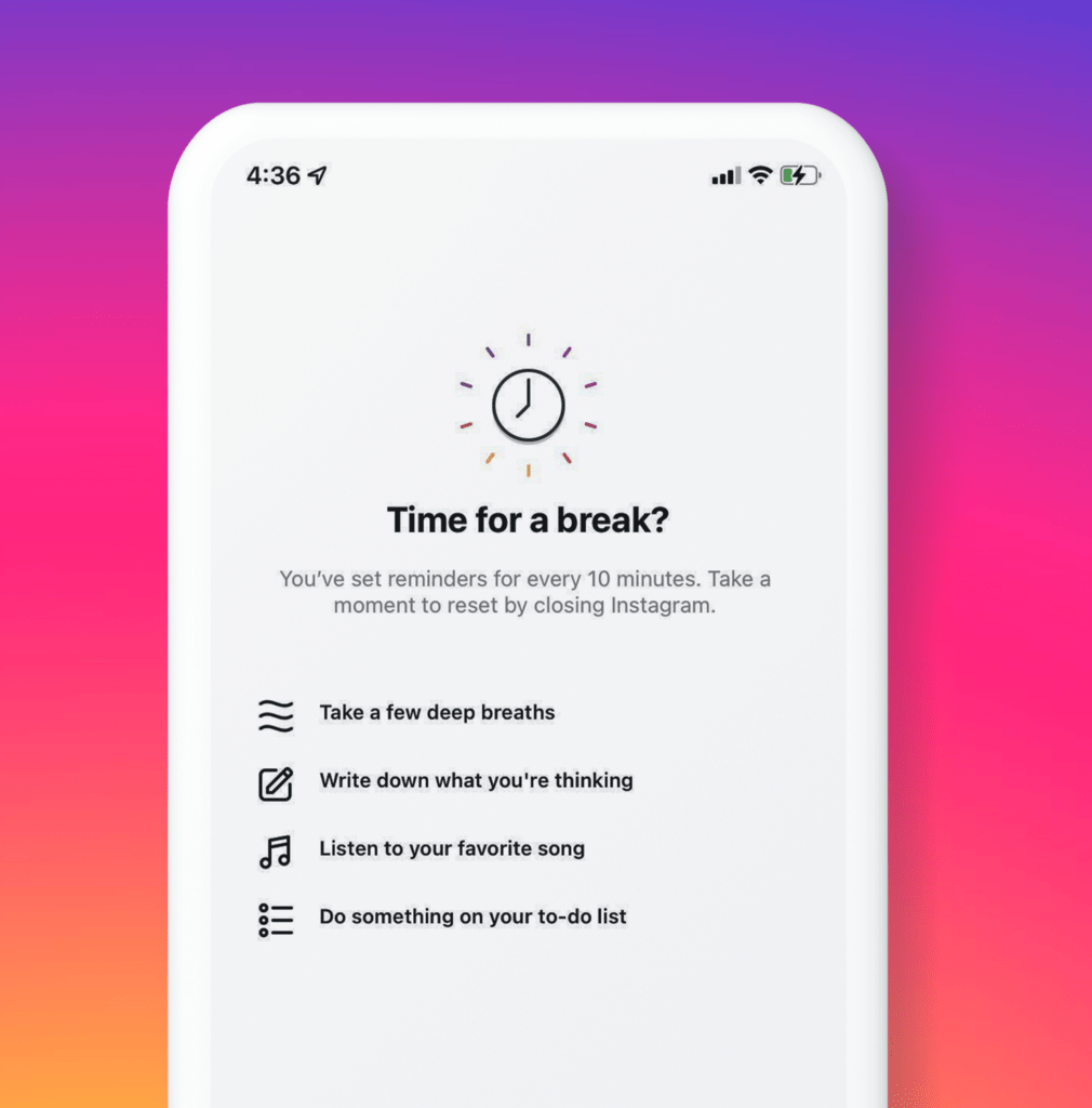 Instagram take a break feature