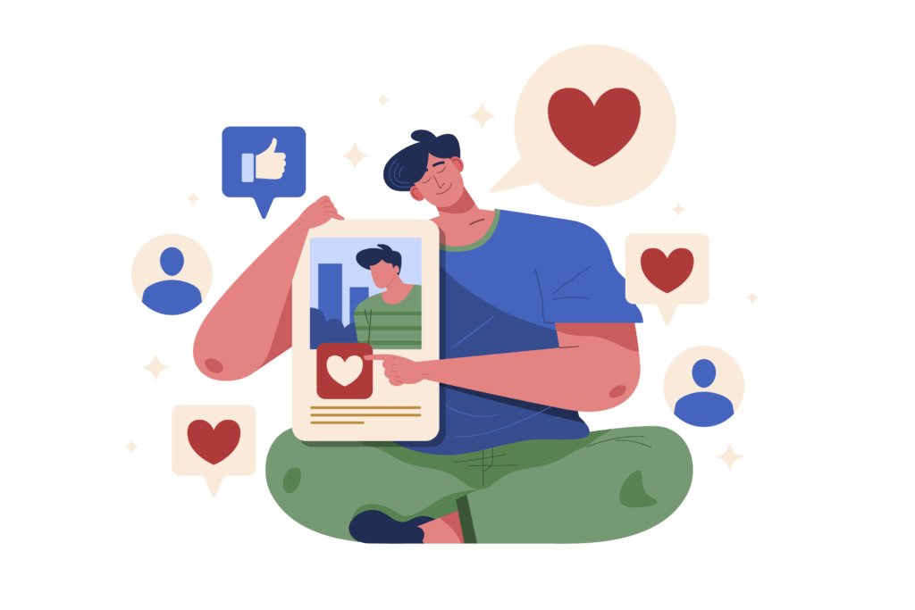 illustration on a man on social media