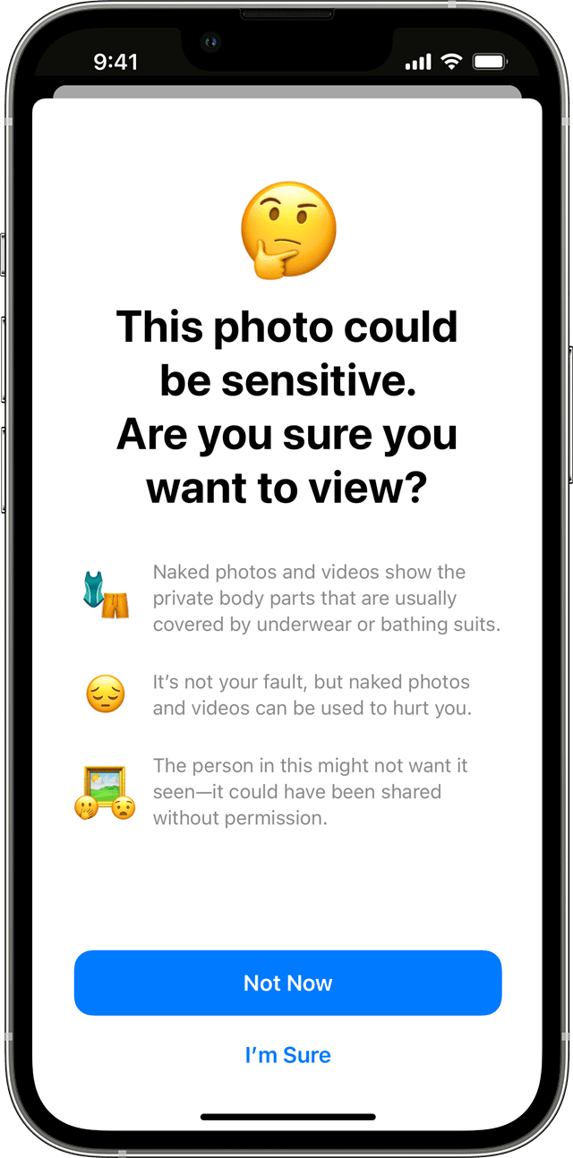 Phone with messaging asking if they are sure they want to view the image