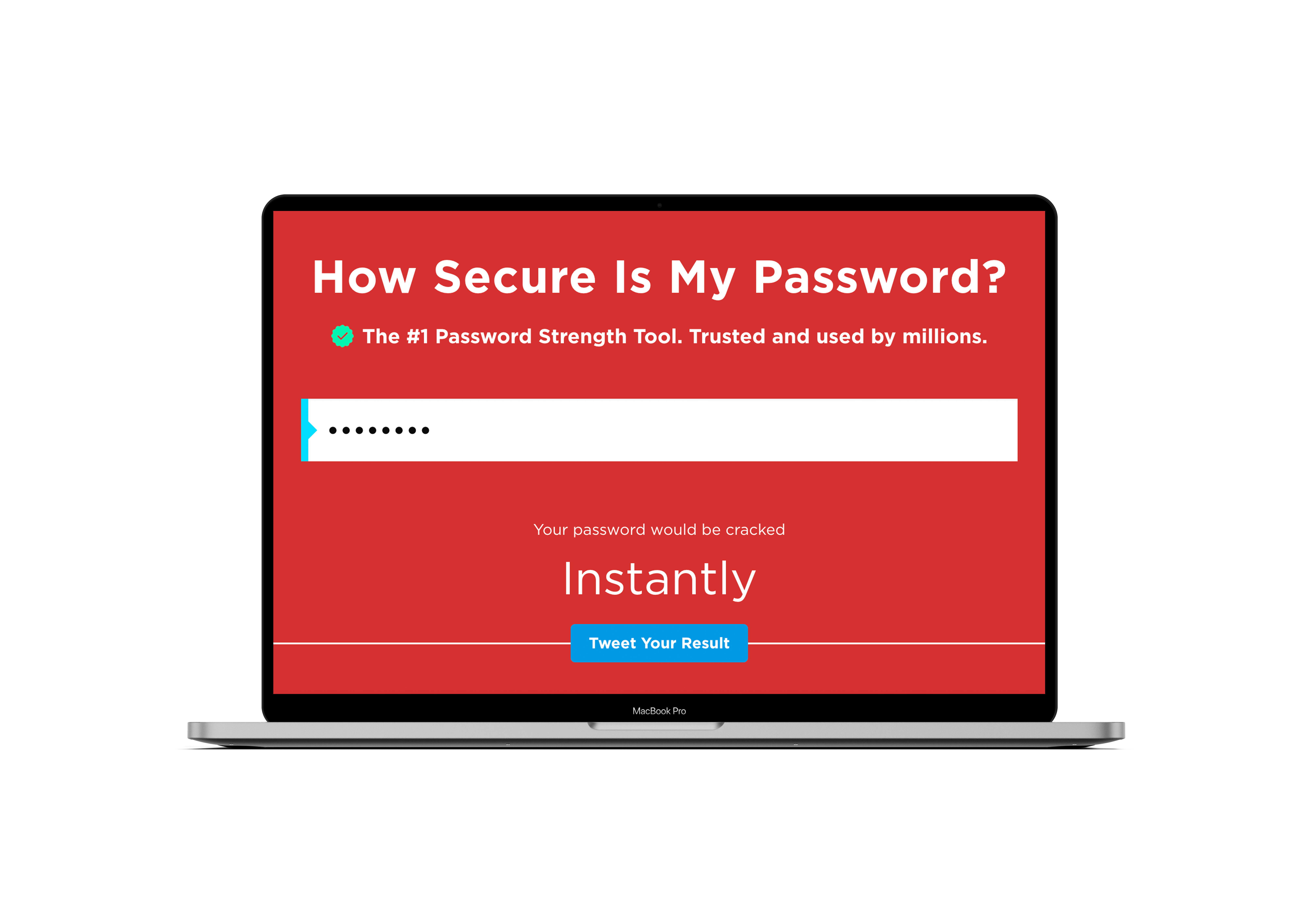 Password put through the website showing its a weak password