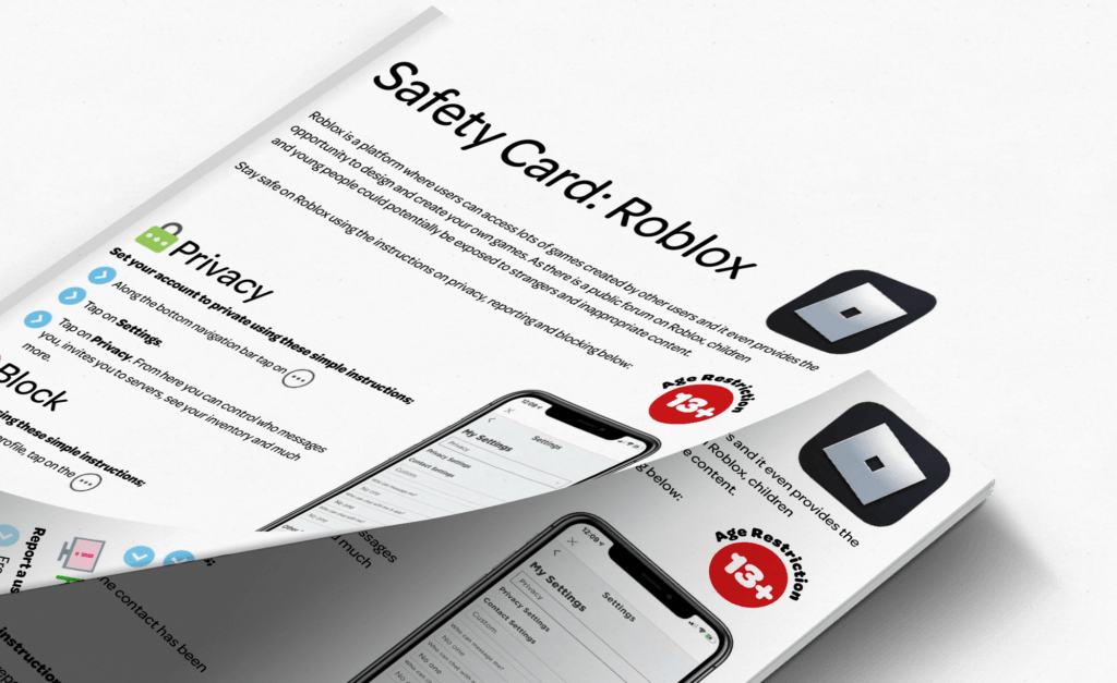 Mockup of Roblox Safety card 